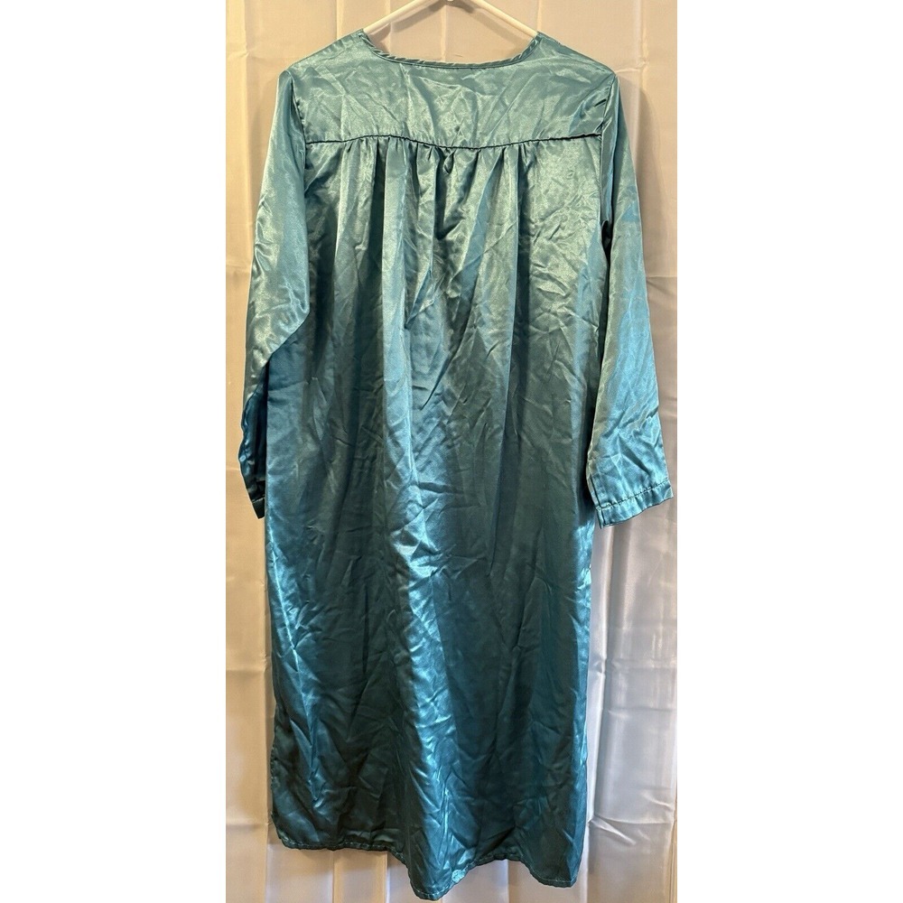 ANTHONY RICHARDS Teal Satin‎ Lace Nightgown Modest Grandma Pajamas M Vintage - Picture 4 of 4